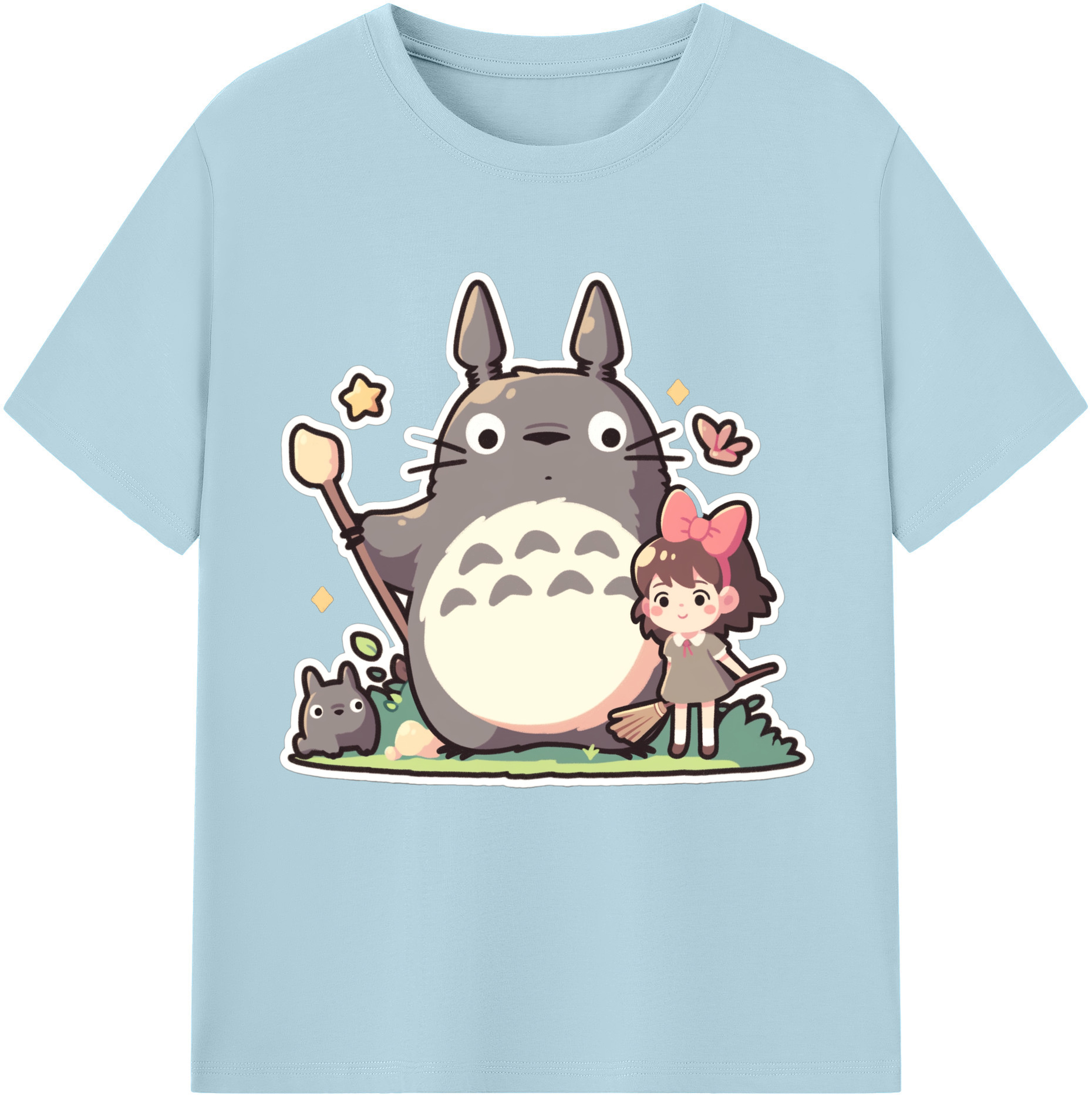 （画像用） となりのトトロ 草壁メイ 草壁サツキ My Neighbor Totoro Satsuki Kusakabe Mei Kusakabe 綿100％半袖Tシャツ（フロントプリント）